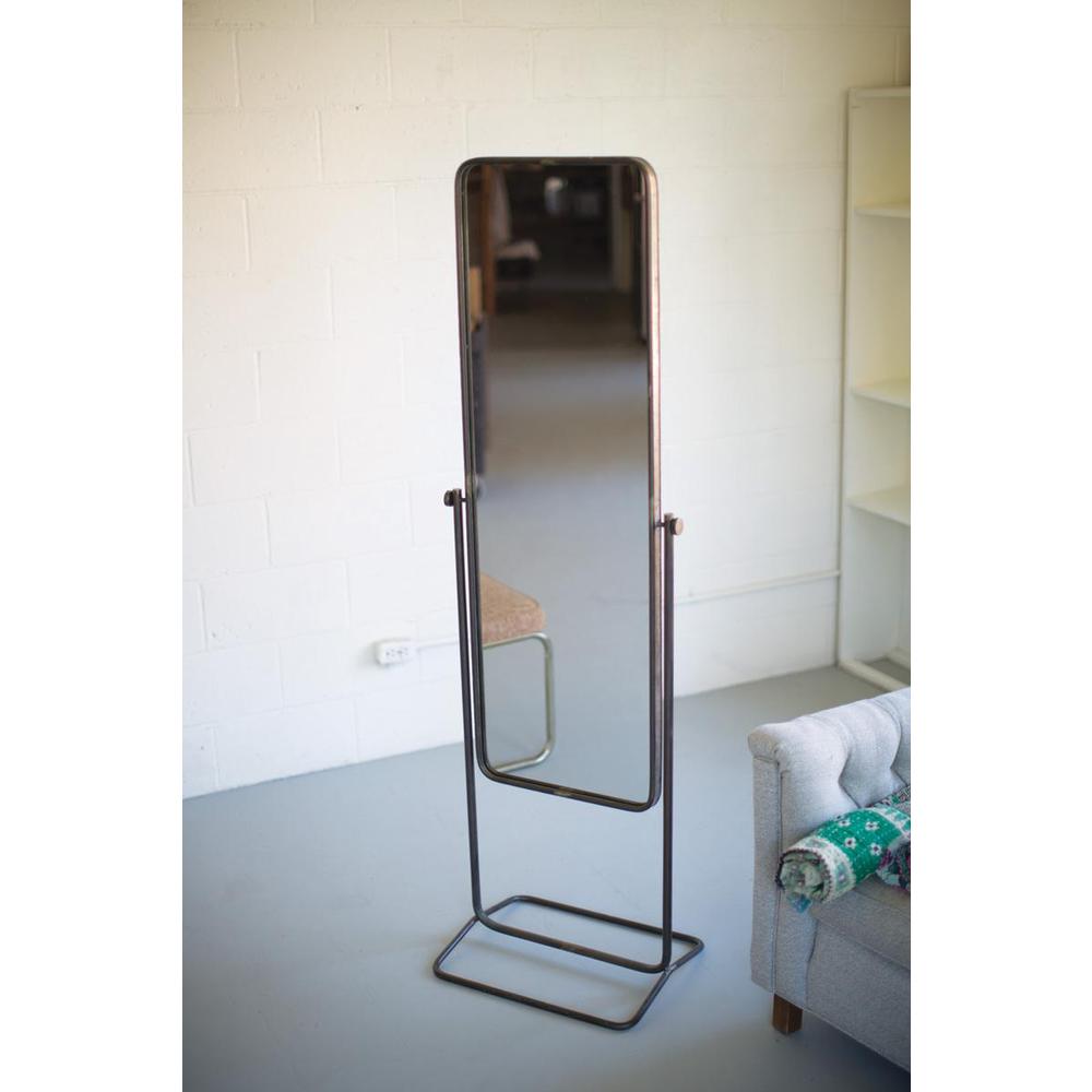 Tall Metal Framed Floor Mirror With Stand. Picture 2