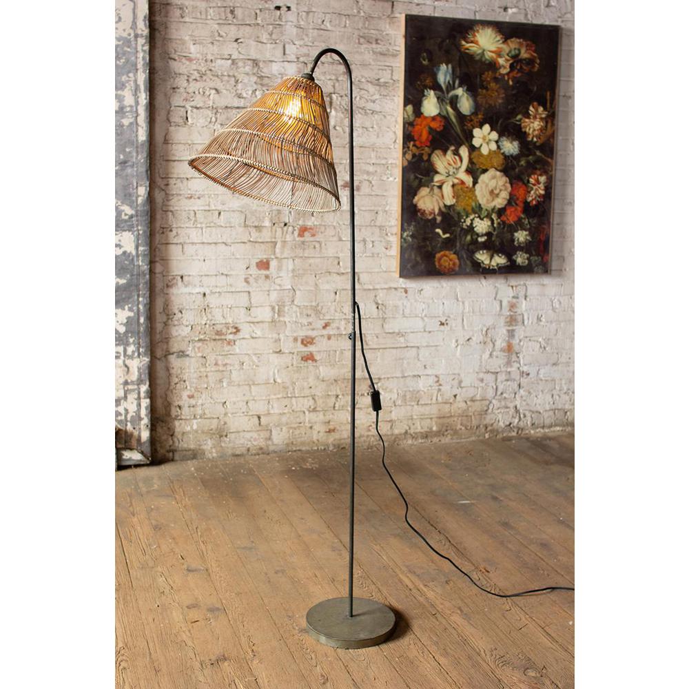 Floor Lamp With Rattan Shade. Picture 2