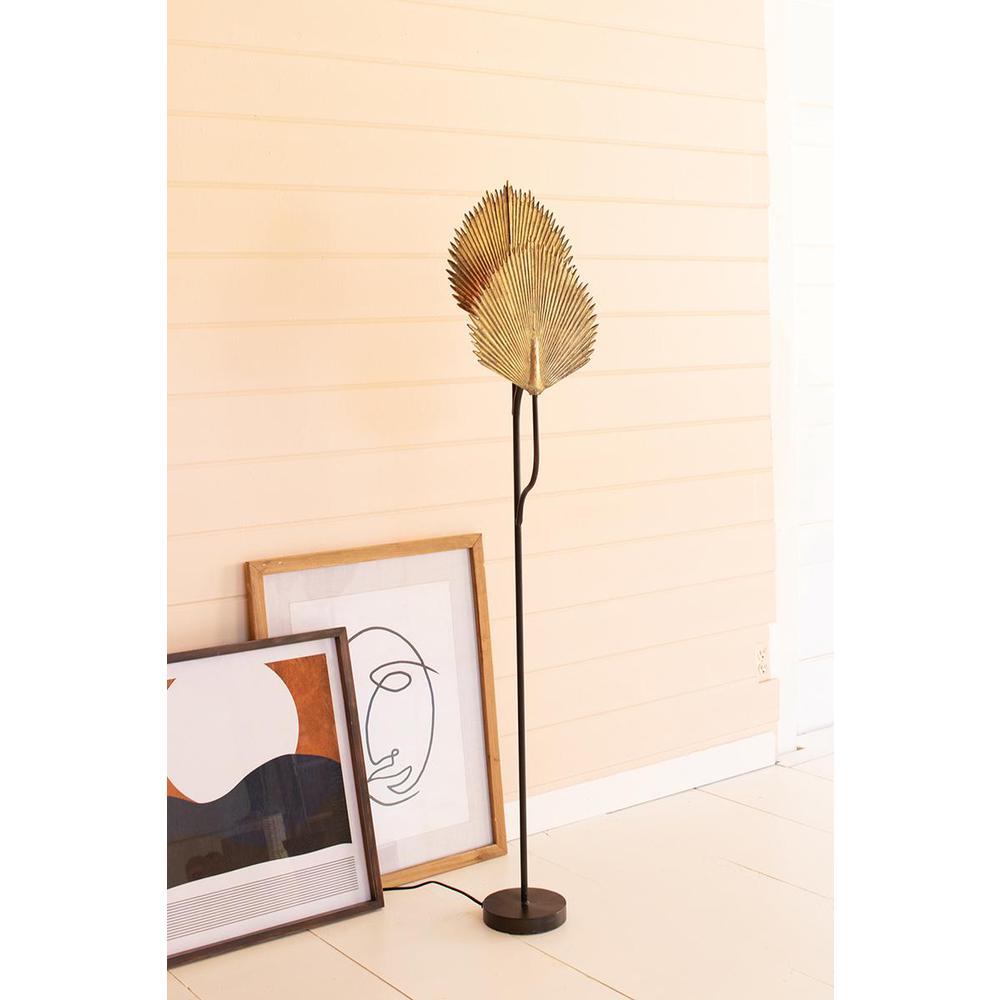 Floor Lamp With Antique Gold Leaves Detail. Picture 2