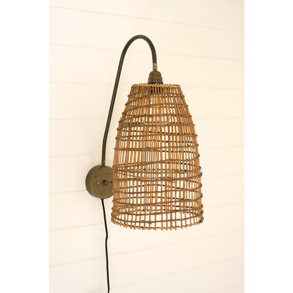 Wicker Dome Wall Sconce Lamp. Picture 2