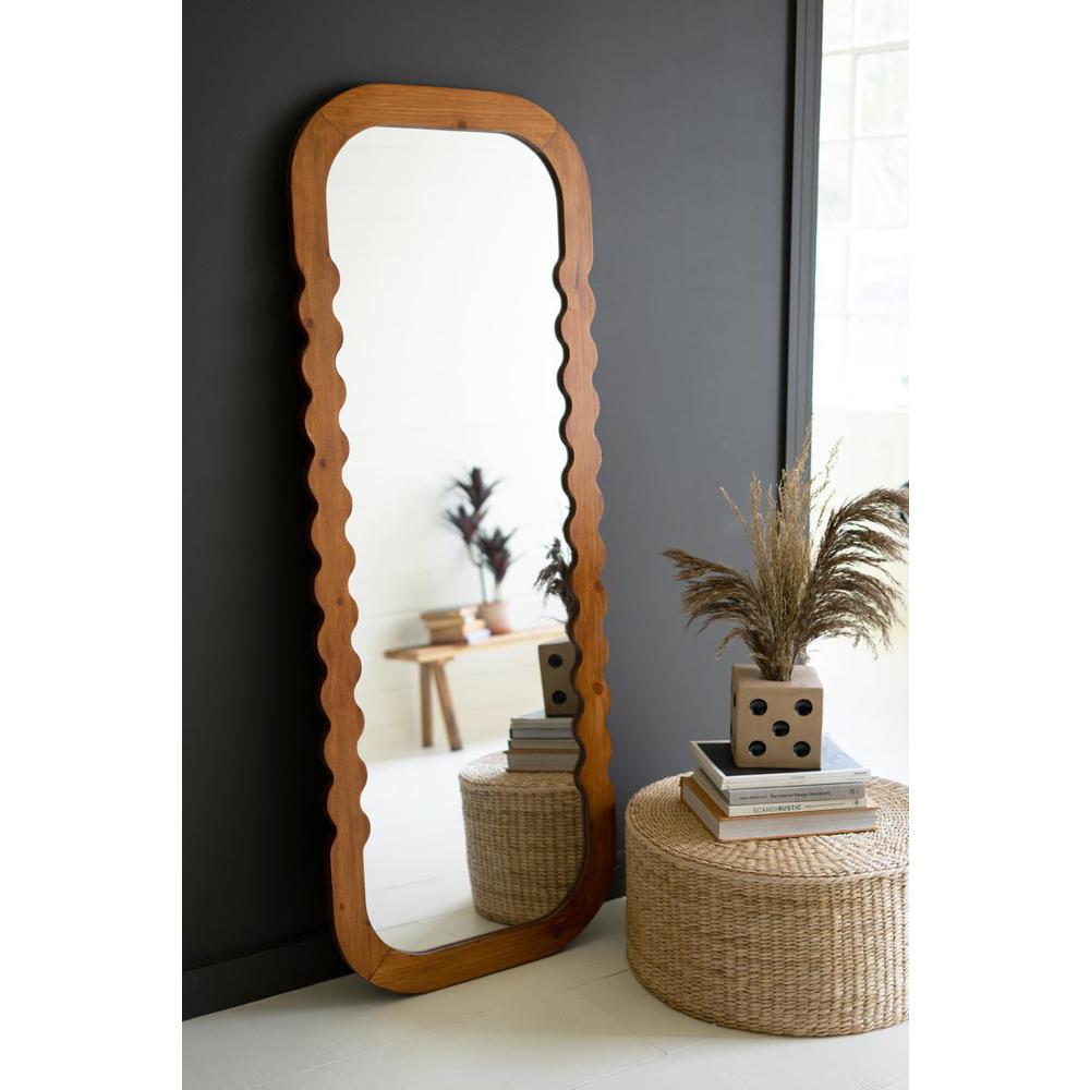 Natural Wood Framed Full Length Mirror. Picture 2