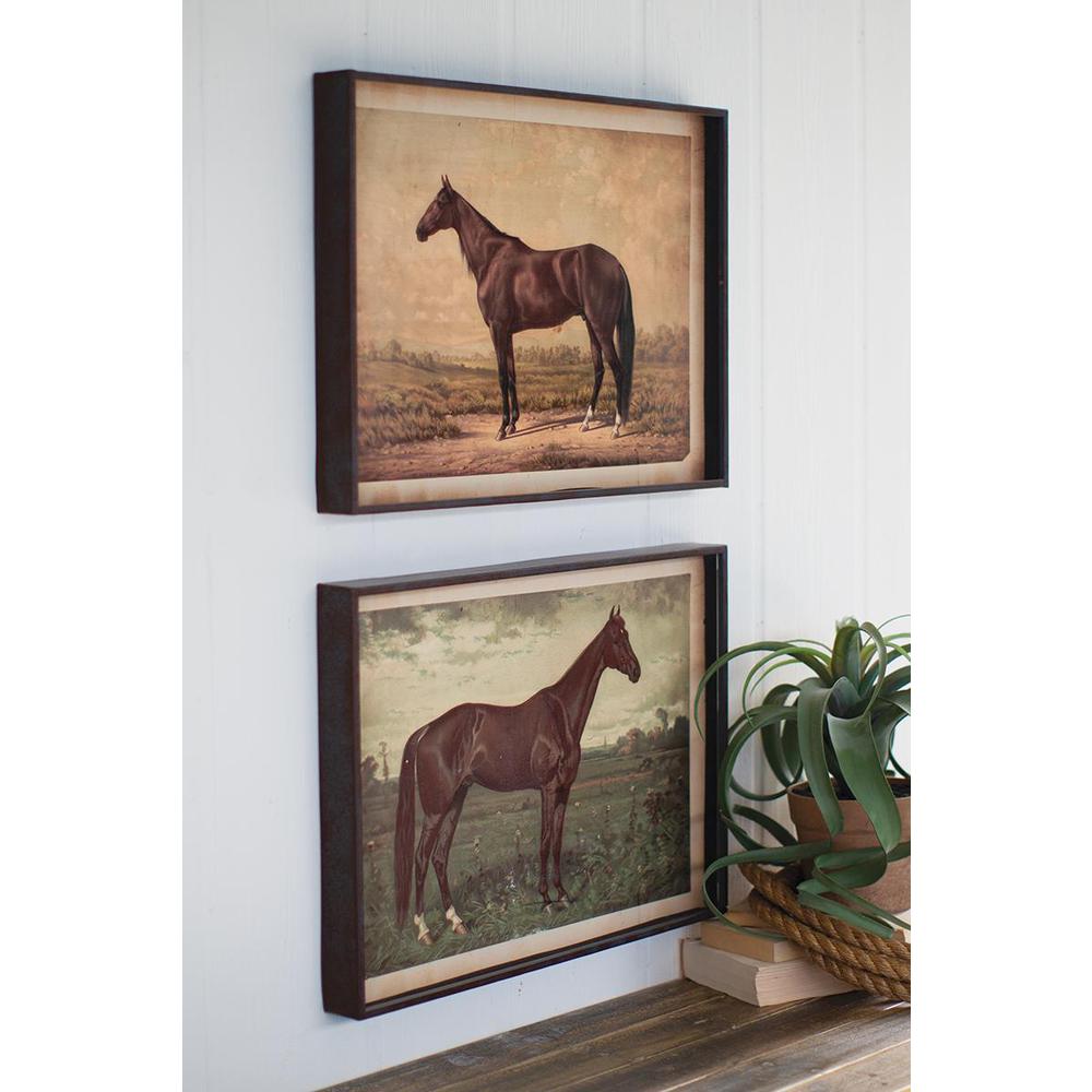 Set Of Two Horse Prints Under Glass. Picture 2