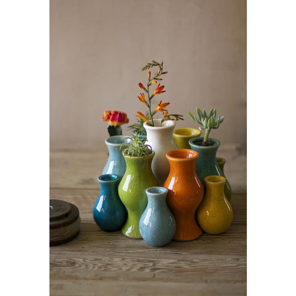 Set Of Thirteen Multi-Colored Ceramic Vases. Picture 2