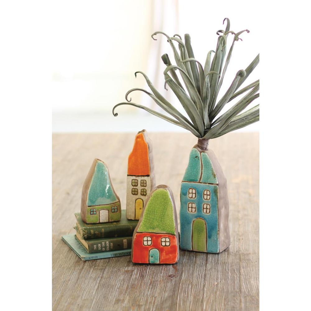 Set Of Four Colorful Ceramic House Bud Vases. Picture 2