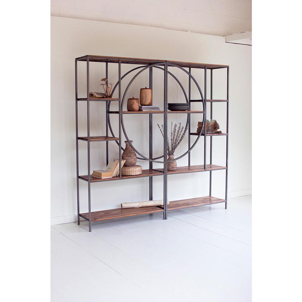 Wood And Metal Shelving Unit With Demilune Detail. Picture 2