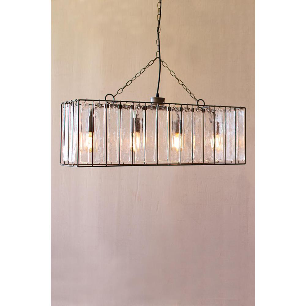 Rectangle Pendant Light With Glass Chimes. Picture 2
