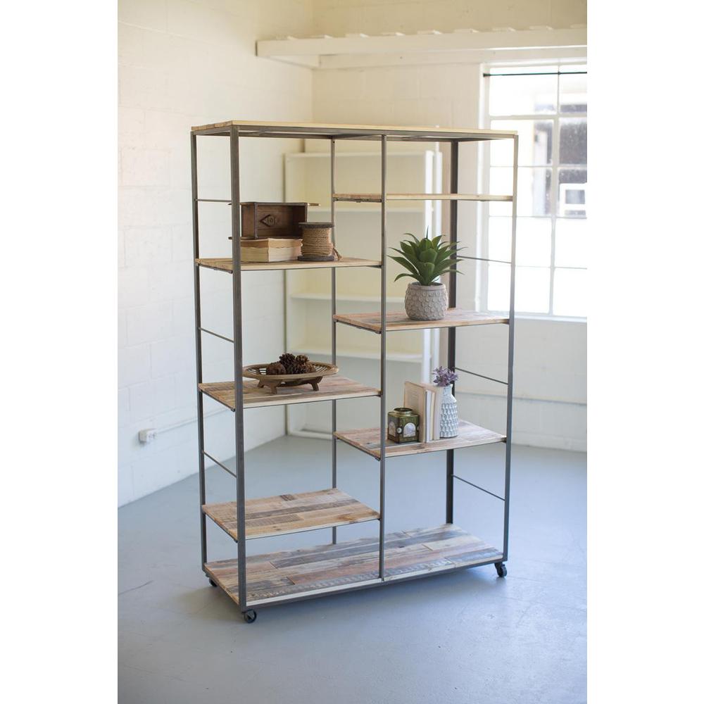 Recycled Wood And Metal Adjustable Shelving Unit. Picture 2