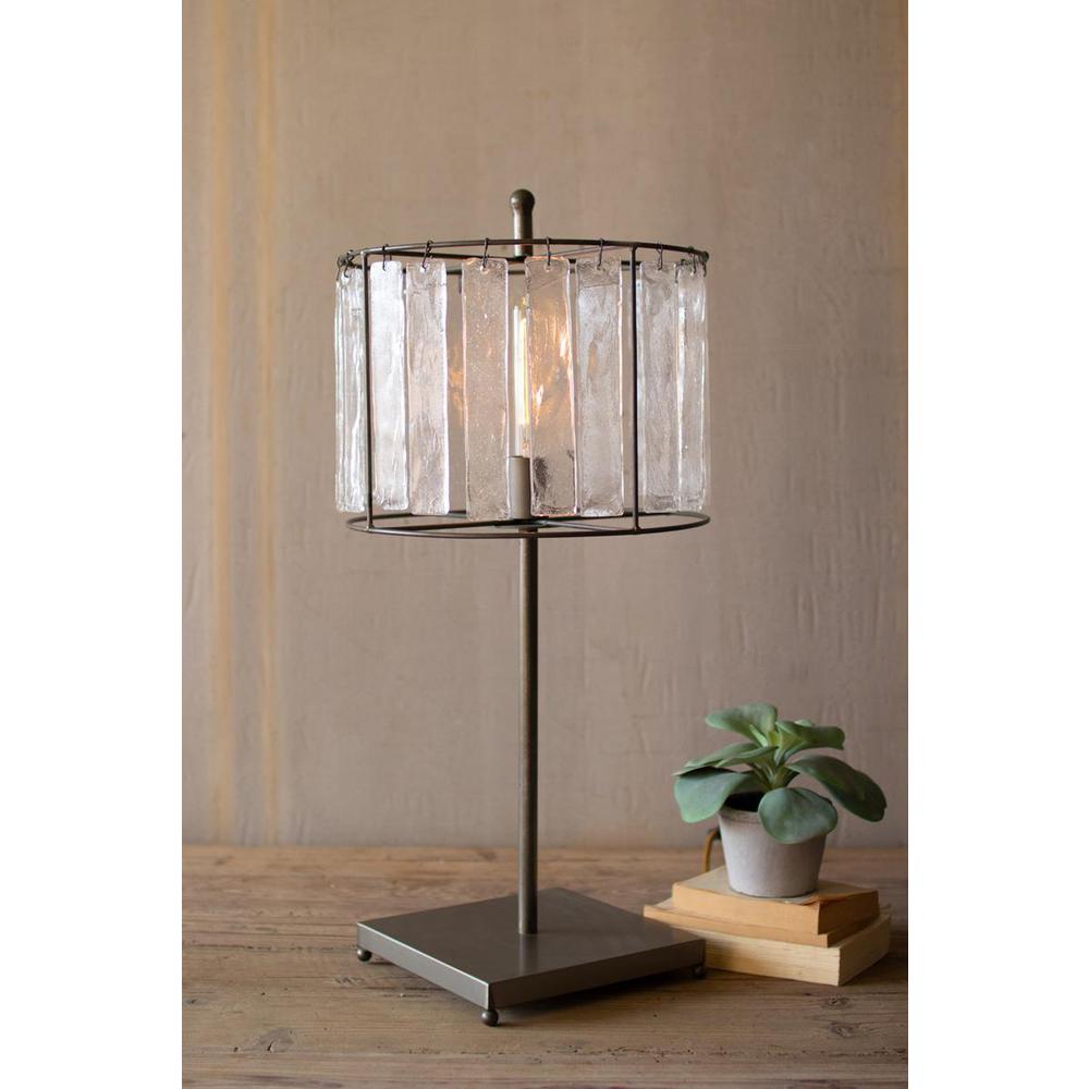 Glass Chimes And Raw Metal Table Lamp. Picture 2