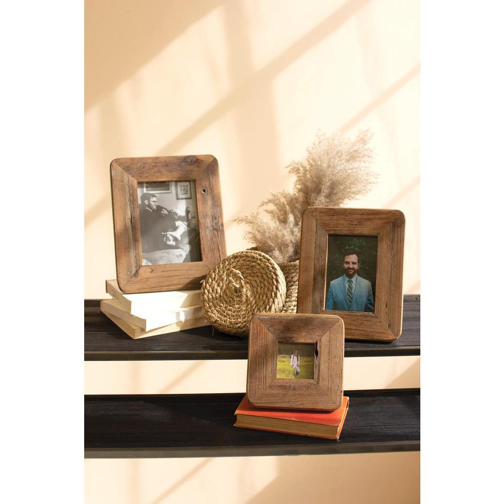 Set Of Three Recycled Wood Photo Frames. Picture 2