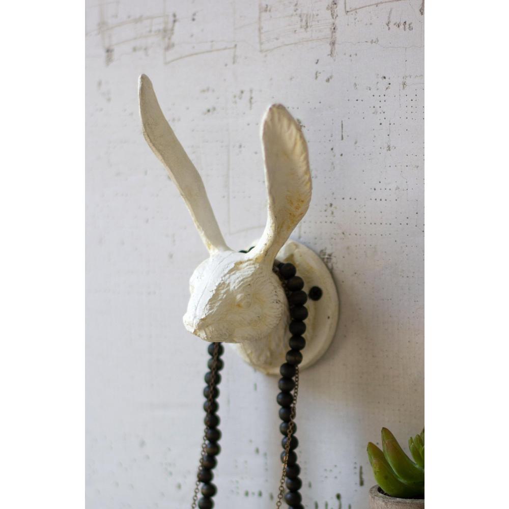 Cast Iron Rabbit Wall Hook - Antique White. Picture 2