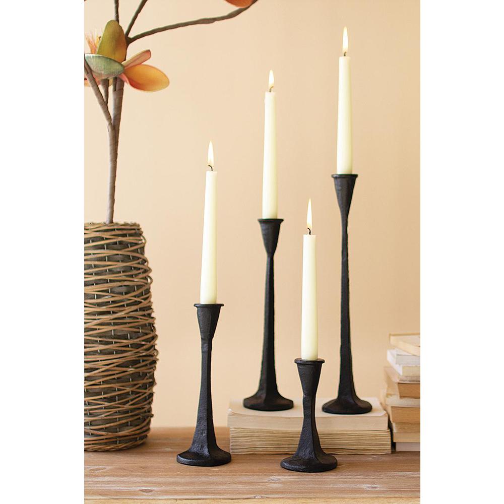 Set Of Four Cast Iron Taper Candle Holders. Picture 2