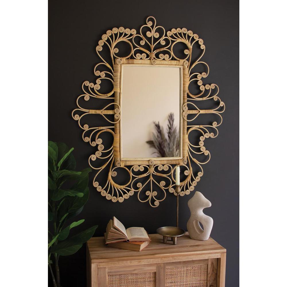 Ornate Rattan Framed Mirror. Picture 2