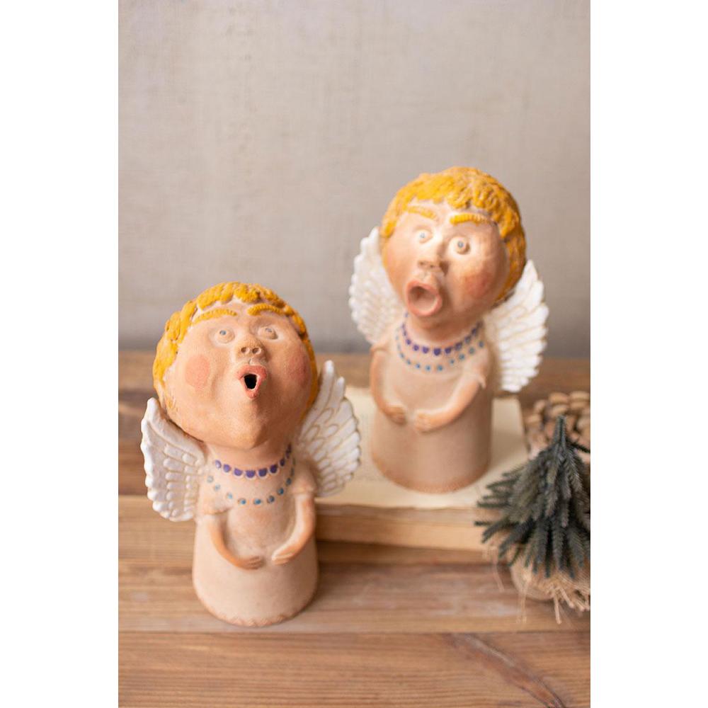 Set Of Two Caroling Clay Angels. Picture 2