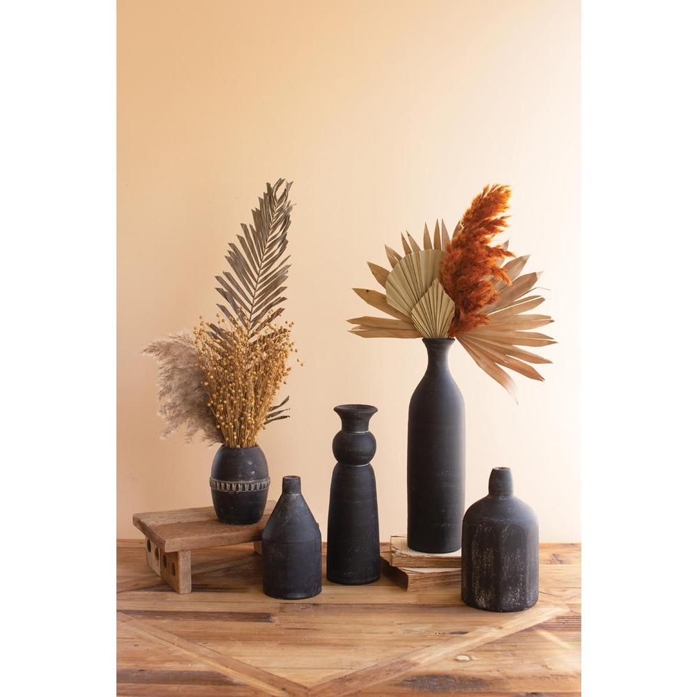 Set Of Five Modern Black Clay Vases. Picture 2