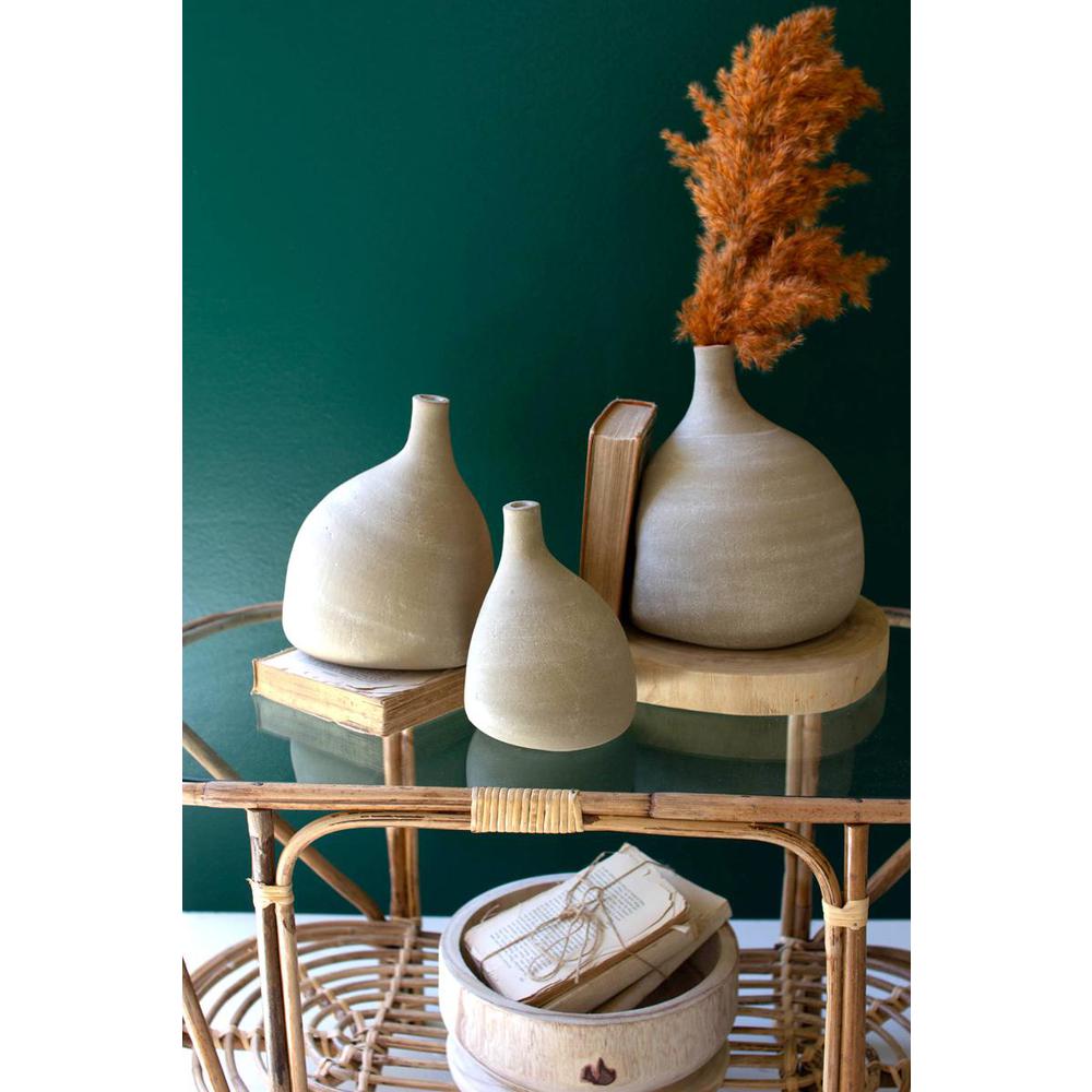 Set Of Three Clay Teardrop Bud Vases. Picture 2