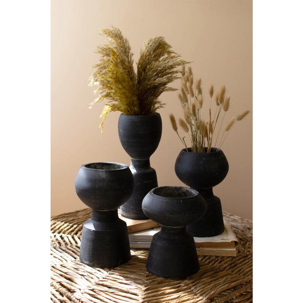 Set Of Four Black Clay Vases. Picture 2