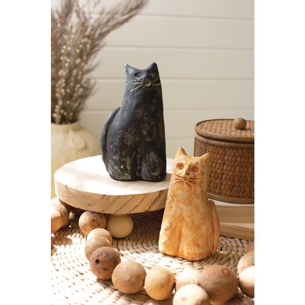 Set Of Two Clay Cats. Picture 2