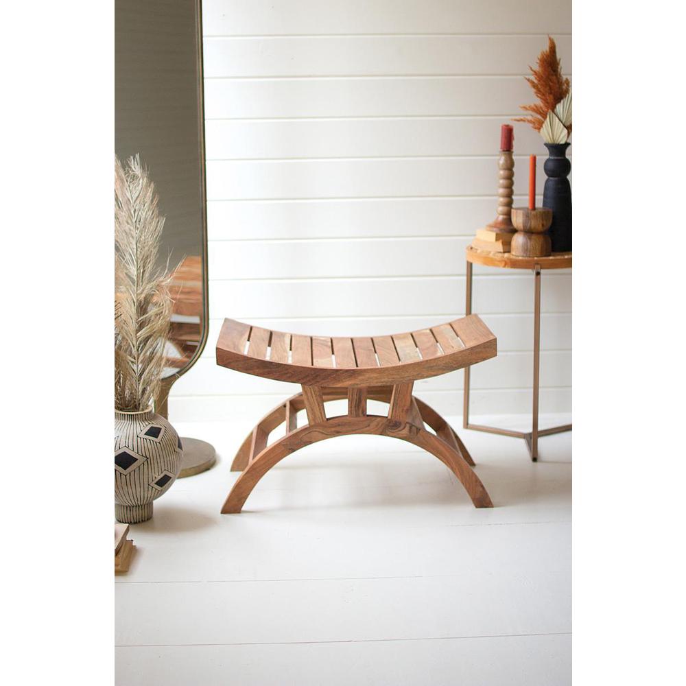 Acacia Wood Curved  Top Bench. Picture 2