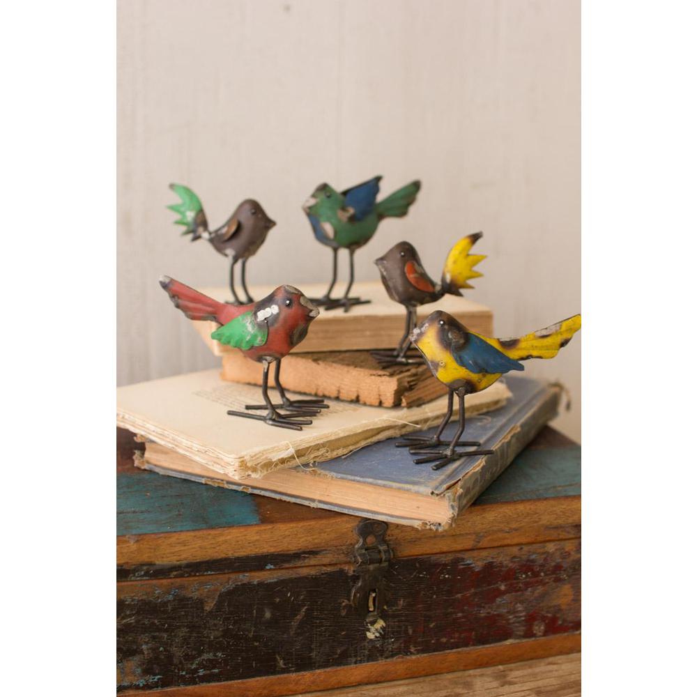 Set Of Five Recycled Metal Birds. Picture 2