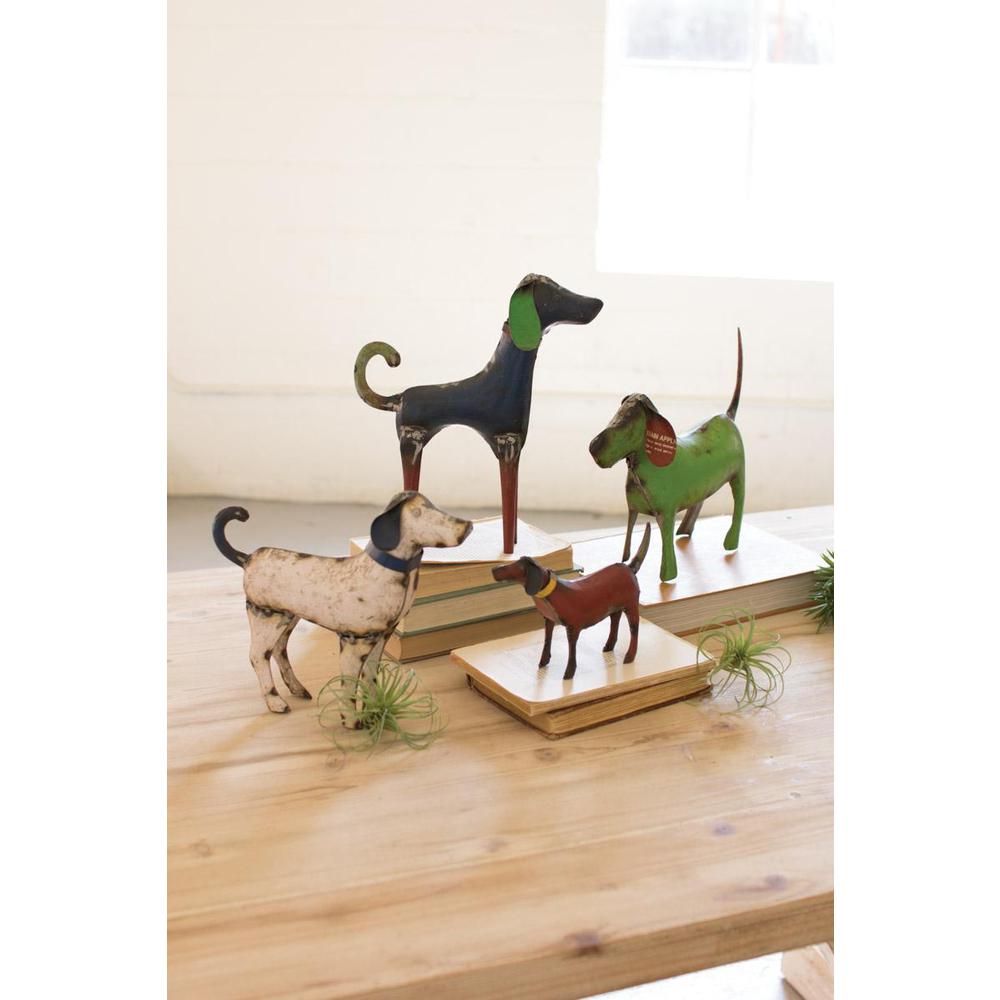 Set Of Four Recycled Metal Dogs. Picture 2