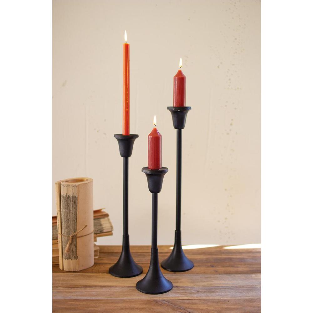 Set Of Three Metal Taper Candle Stands - Black. Picture 2