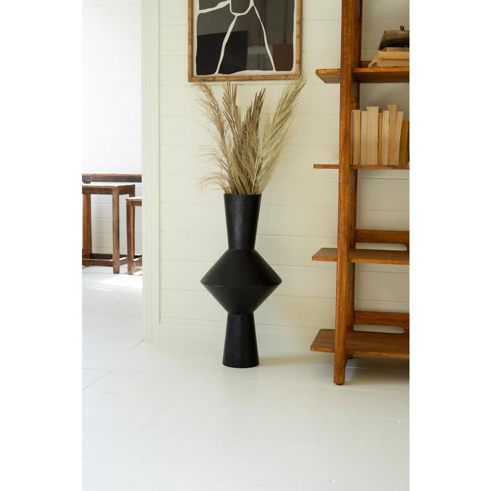 Tall Black Metal Geo Vase. Picture 2