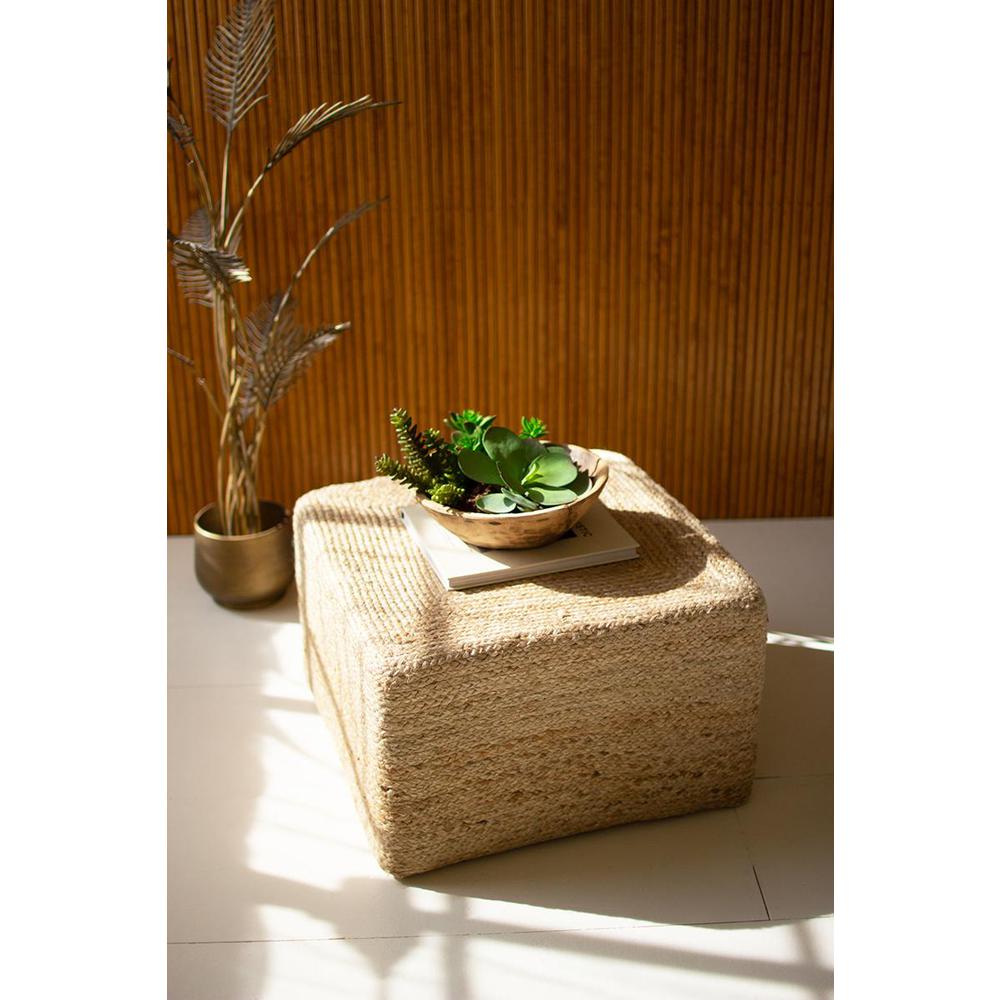 Square Braided Jute Pouf. Picture 2