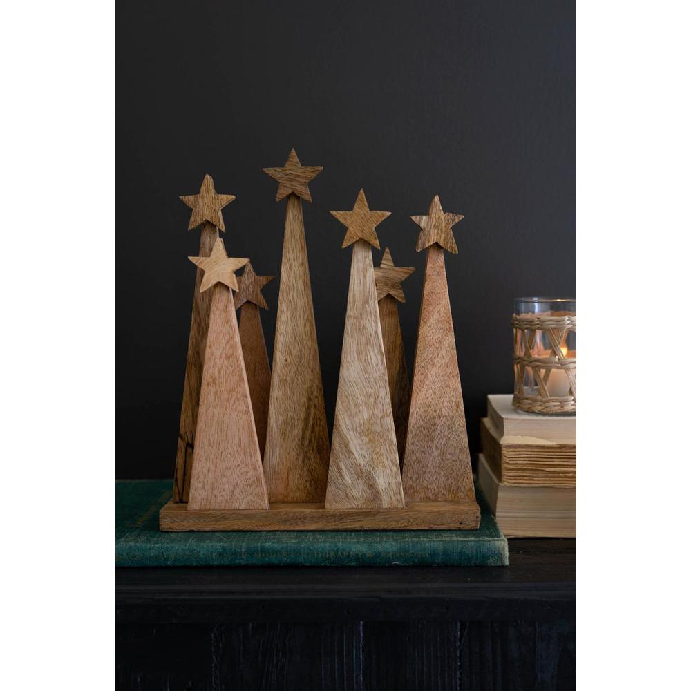 Seven Wooden Christmas Tree On A Base. Picture 2