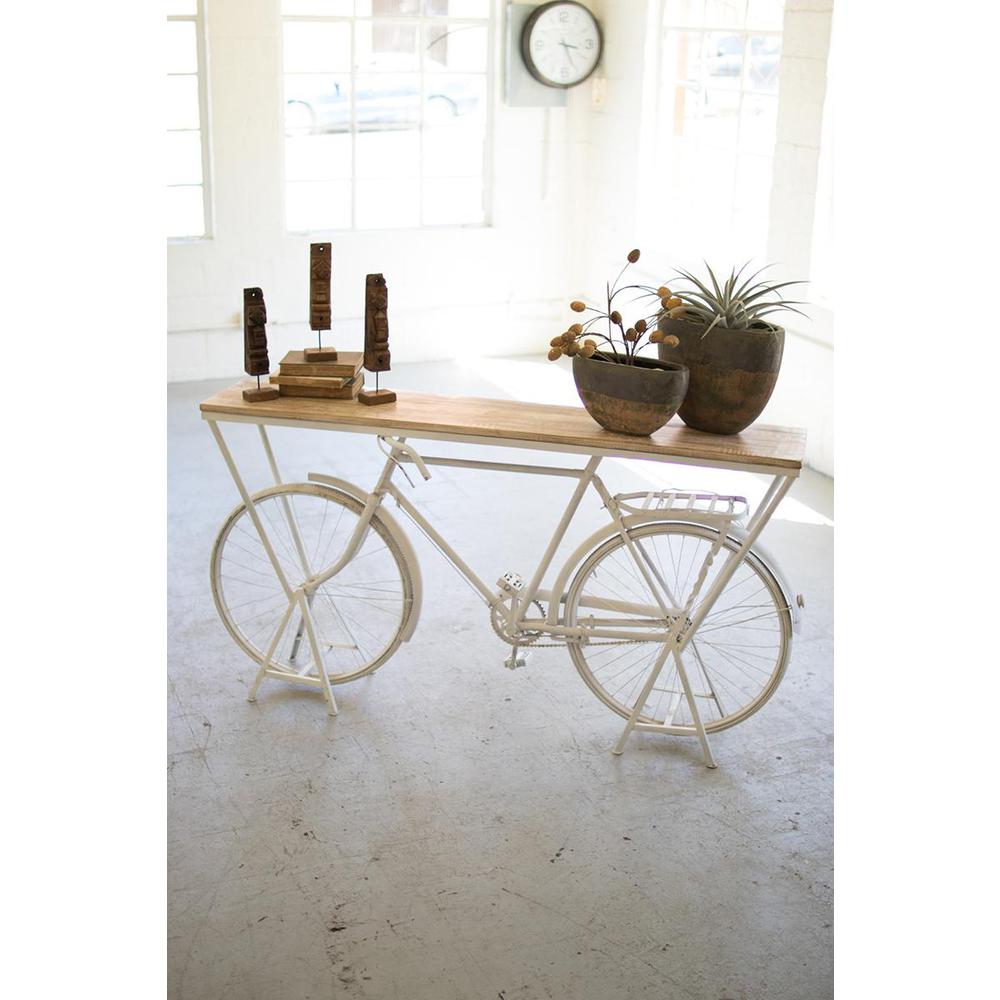 Rustic White Repurposed Bicycle Display Shelf. Picture 2