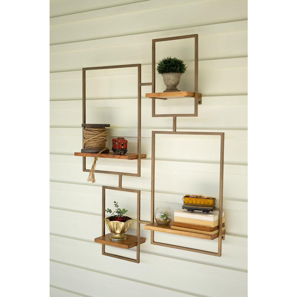 Iron And Wood Wall Unit With 4 Shelves. Picture 4
