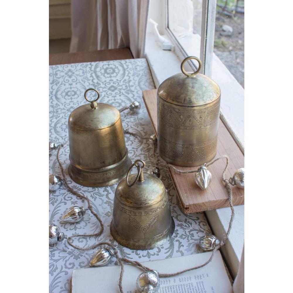 Set Of Three Brass Finish Bells. Picture 2