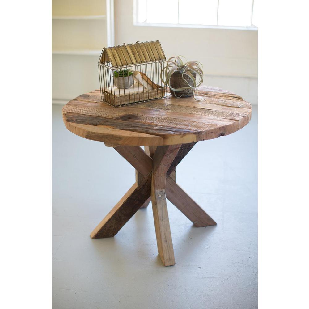 Round Recycled Wood Dining Table. Picture 2