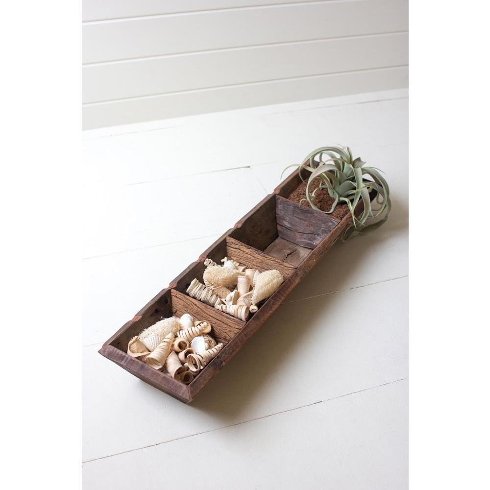 Four Section Recycled Wood Succulent Tray. Picture 2
