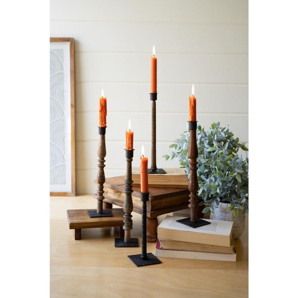 Set 5 Re-Purposed Wood Spindle Taper Candle Stands - Asst. Picture 2