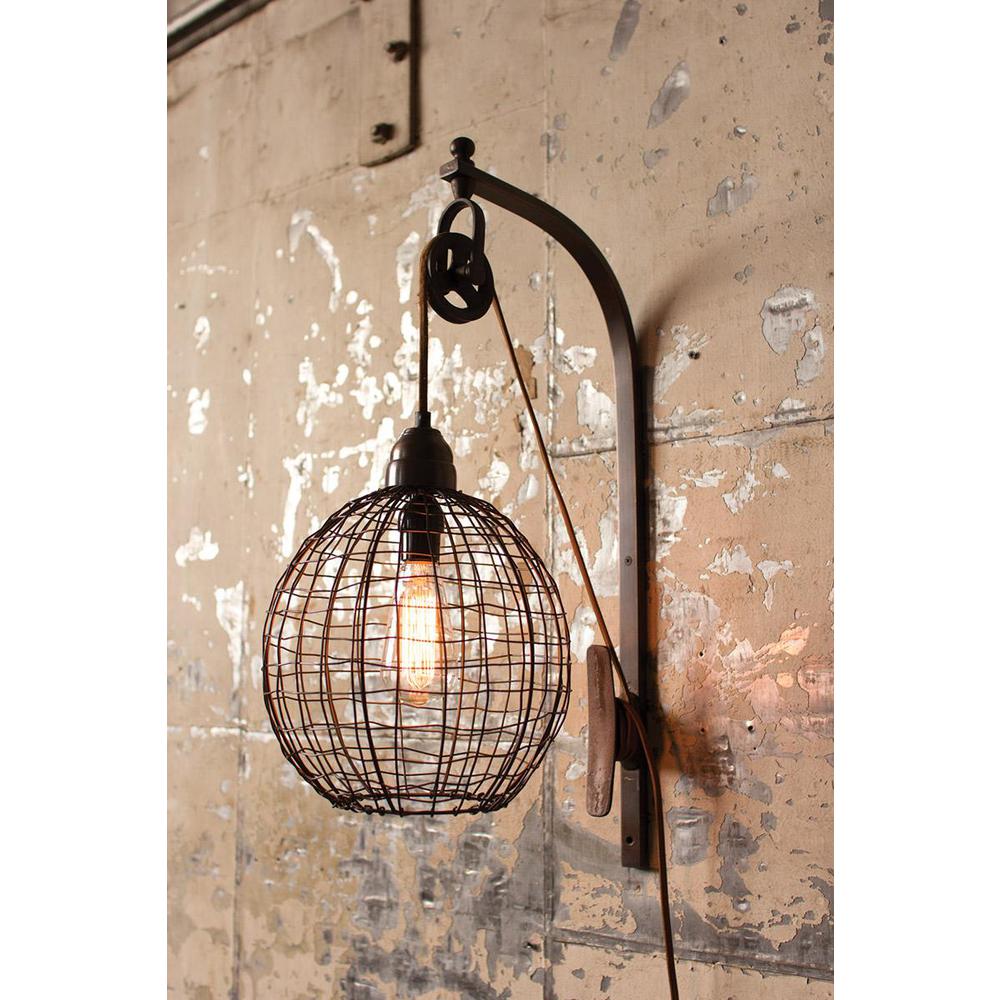 Wire Sphere Wall Sconce With Pulley. Picture 2
