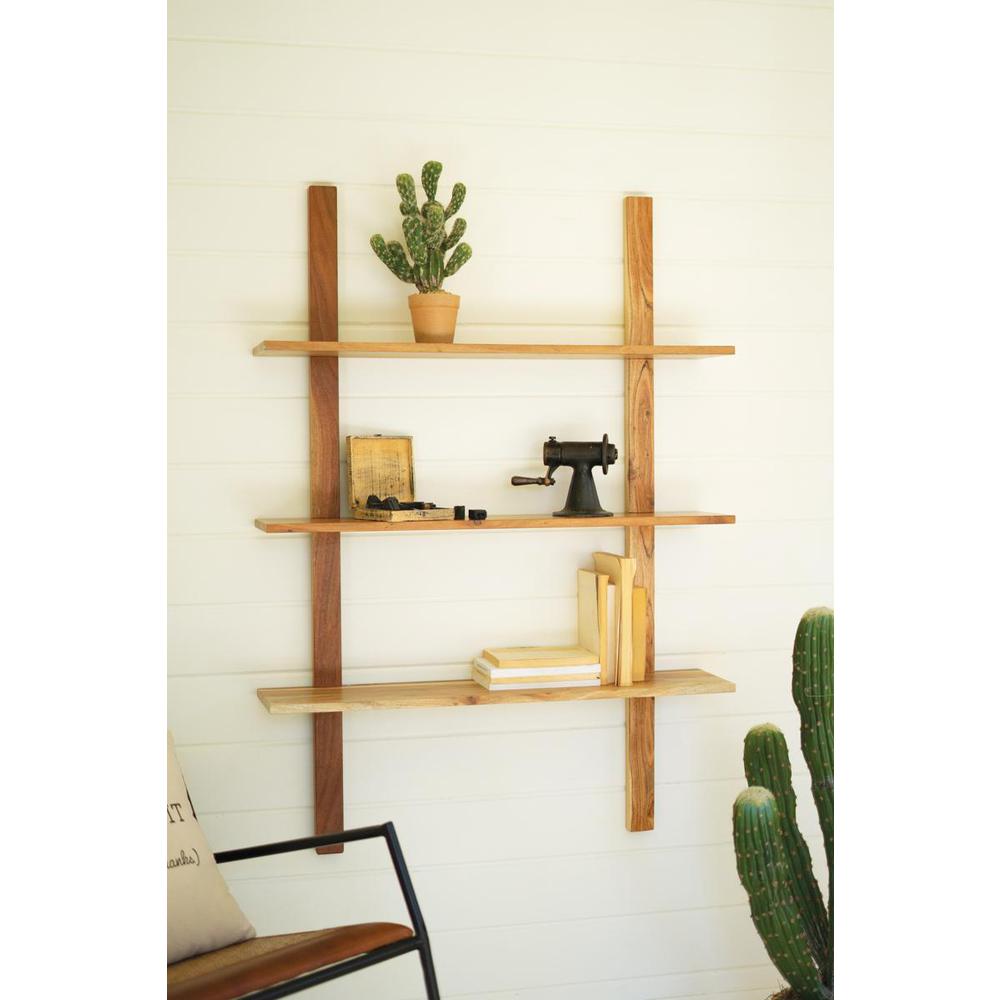 Acacia Wood Three Tiered Wall Shelf. Picture 2