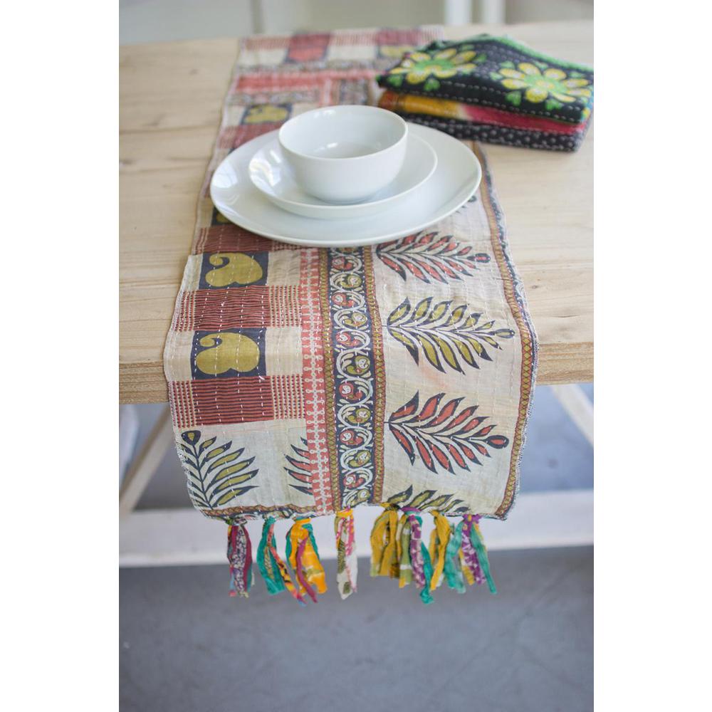 Set Of Four Assorted Kantha Table Runners. Picture 2