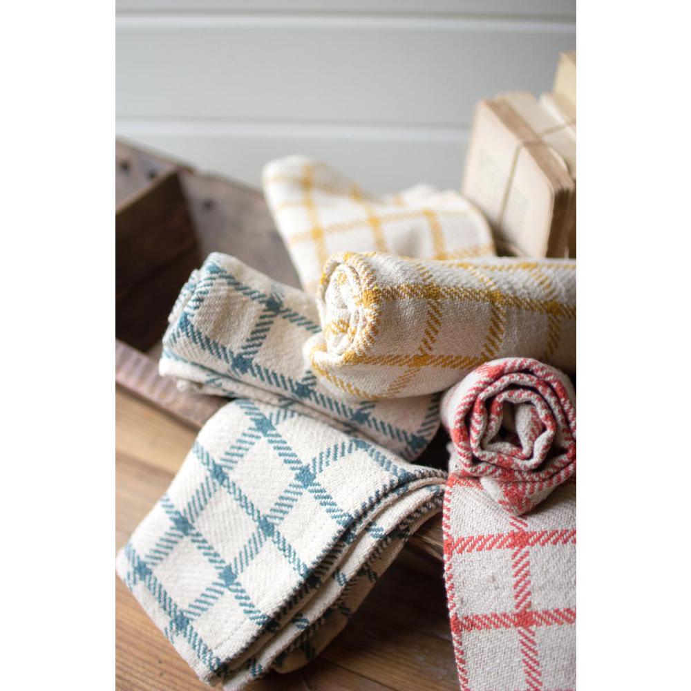 Set Of 6 Gingham Kitchen Towels - 2 Each Color. Picture 2