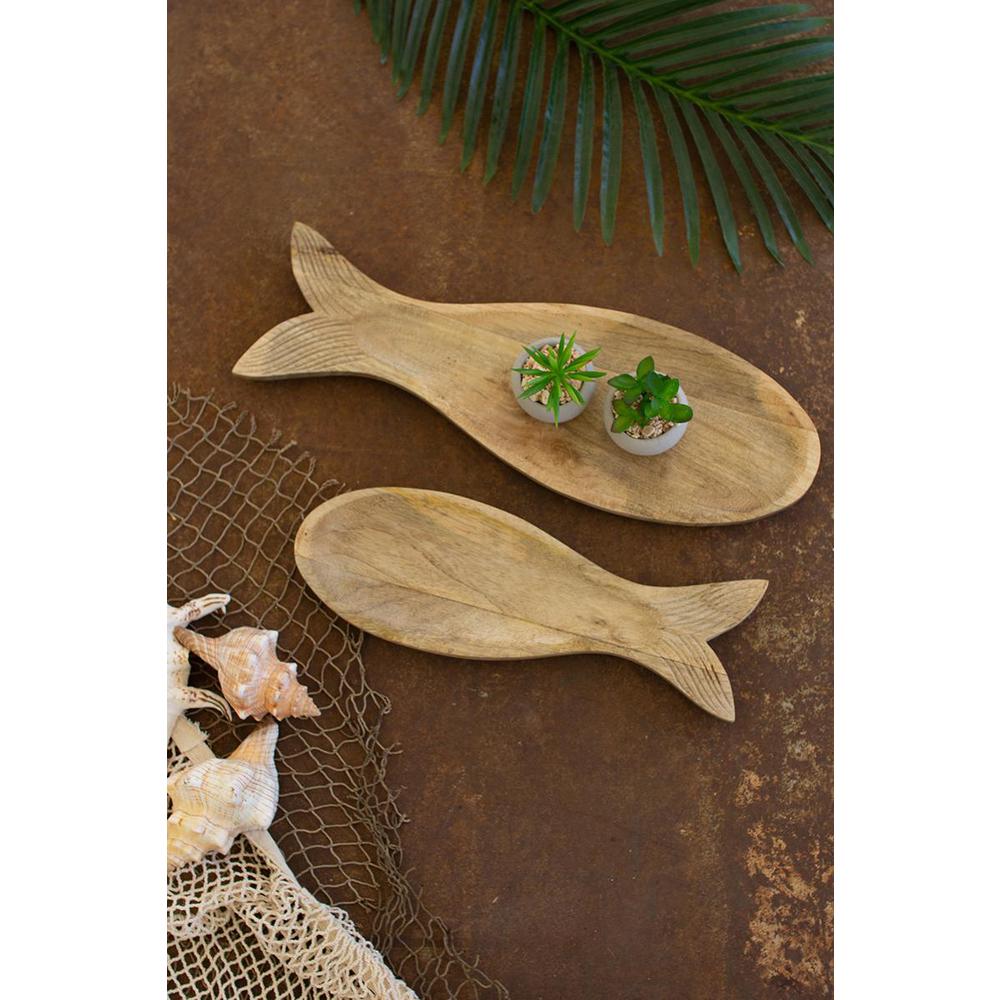 Set Of Two Carved Wooden Fish Platters. Picture 2