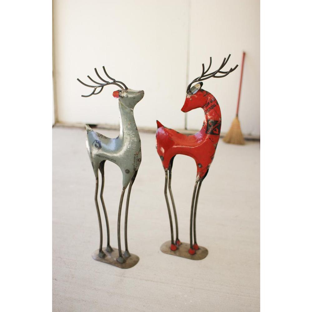 Set Of Two Recycled Iron Deer. Picture 2