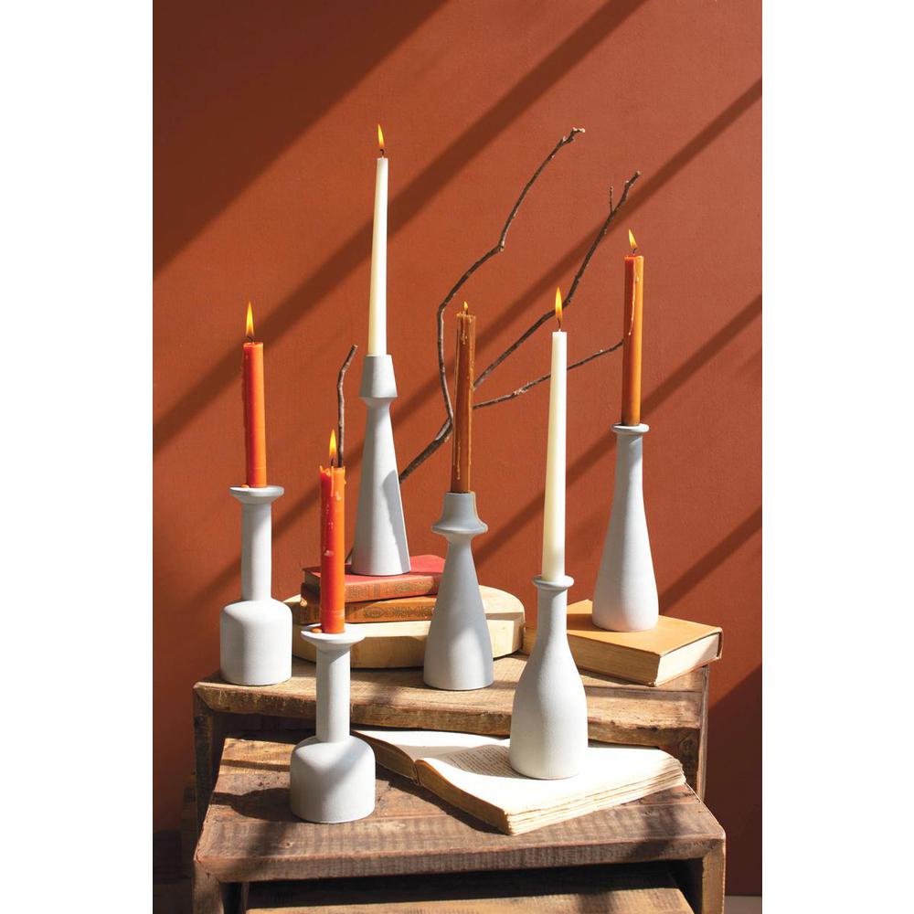 Set Of Six Cast Aluminum Taper Candle Holders. Picture 2