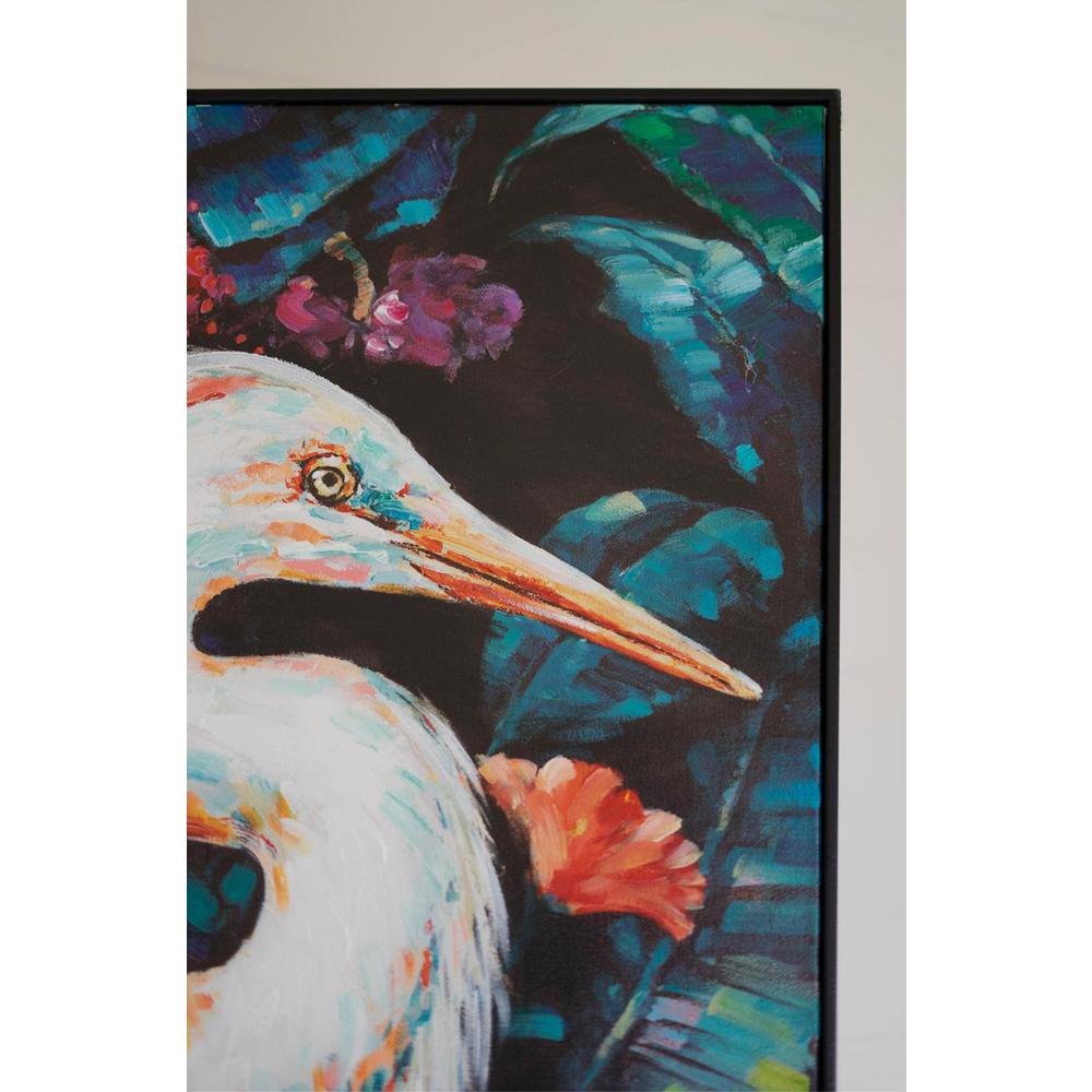 Framed Oil Painting - Heron With Flowers. Picture 6