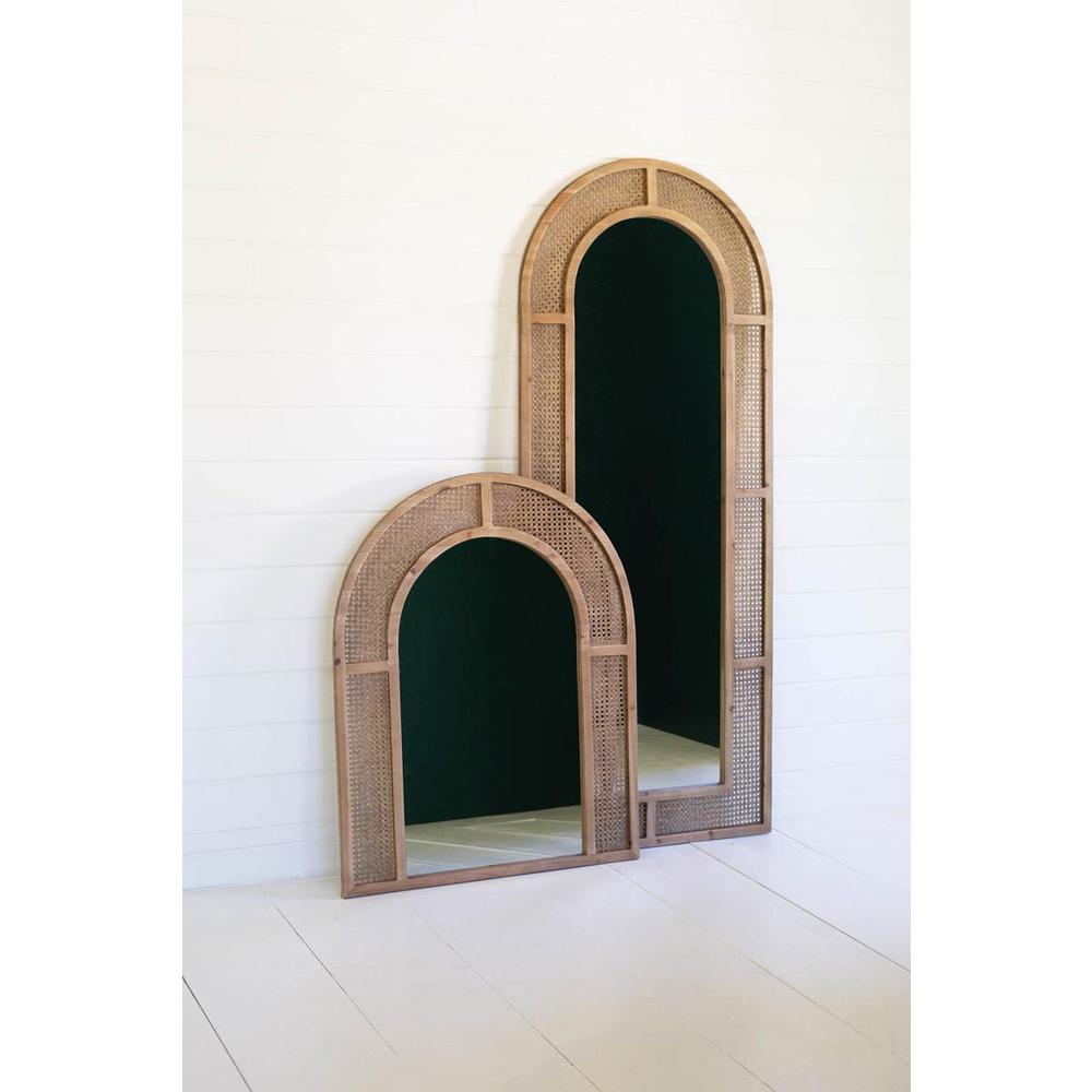 Woven Arched Rattan Framed Wall Mirror - Small. Picture 3
