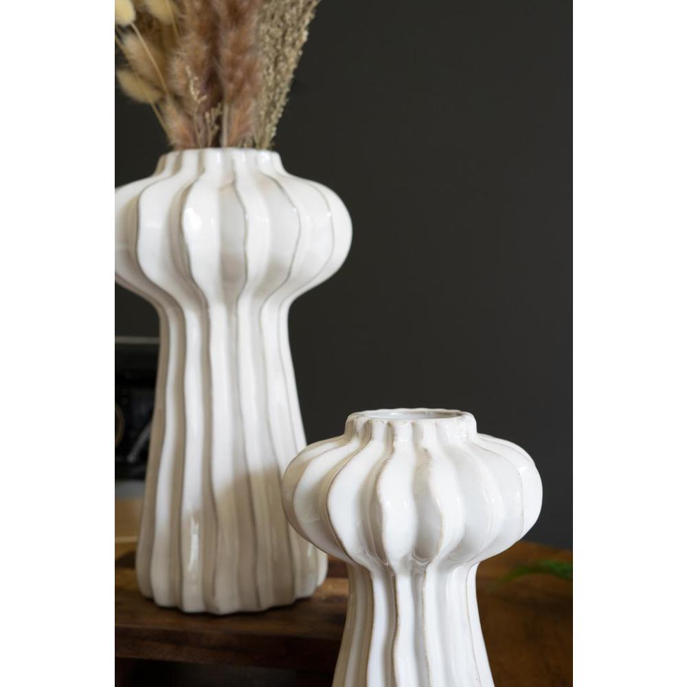 Set Of Two Organic White Ceramic Vases. Picture 3