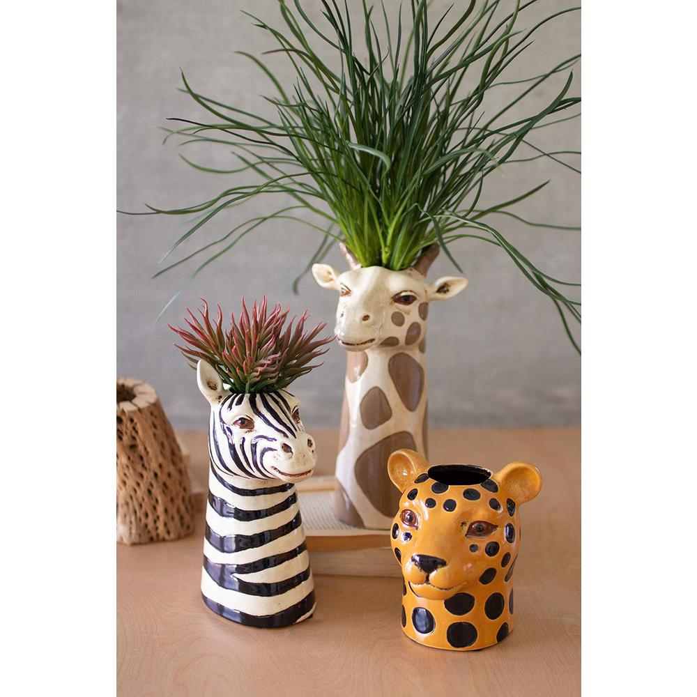 Set Of Three Ceramic Safari Animal Succulent Holders. Picture 1