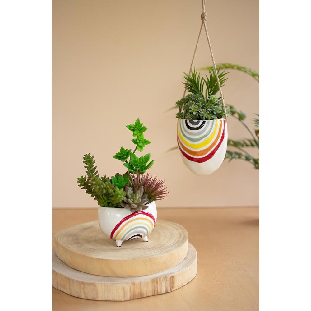 Hanging Ceramic Rainbow Planter. Picture 3