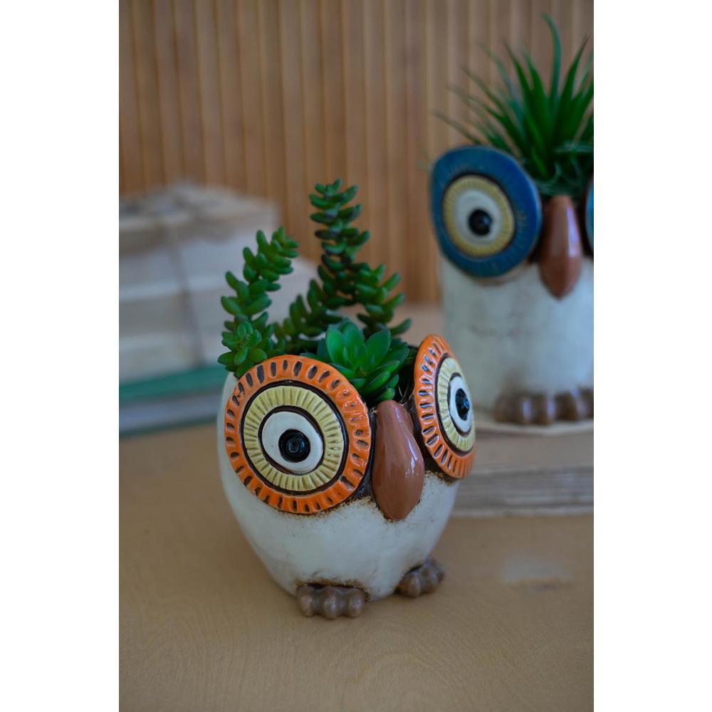 Set Of Three Ceramic Owl Planters. Picture 3