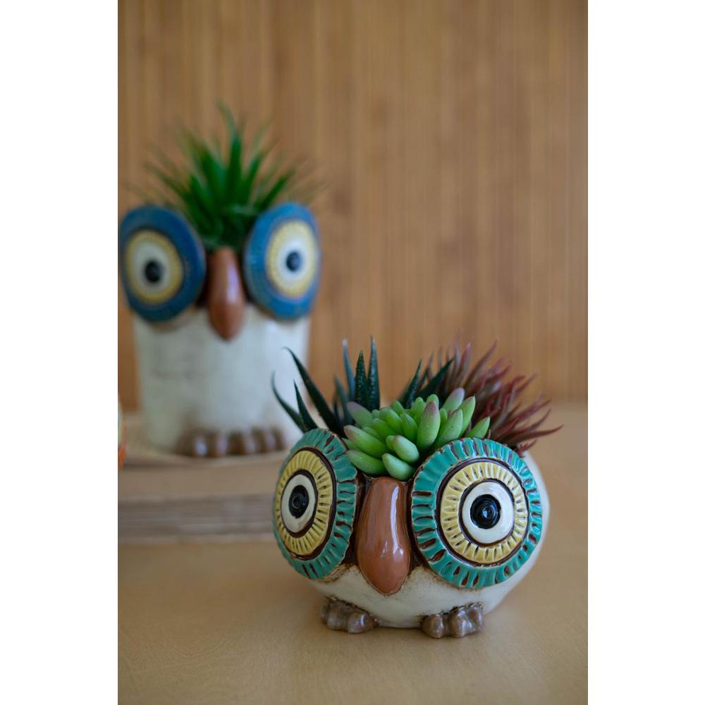 Set Of Three Ceramic Owl Planters. Picture 5
