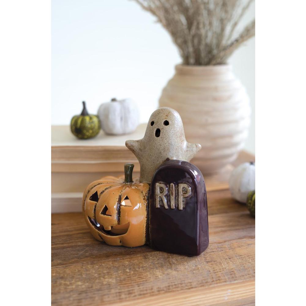 Ceramic Halloween Tealight Holder. Picture 3