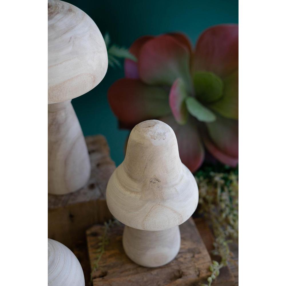 Set Of Three Natural Wooden Mushrooms. Picture 5